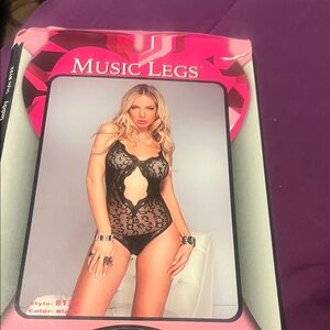 Music Legs Black Lace Teddy